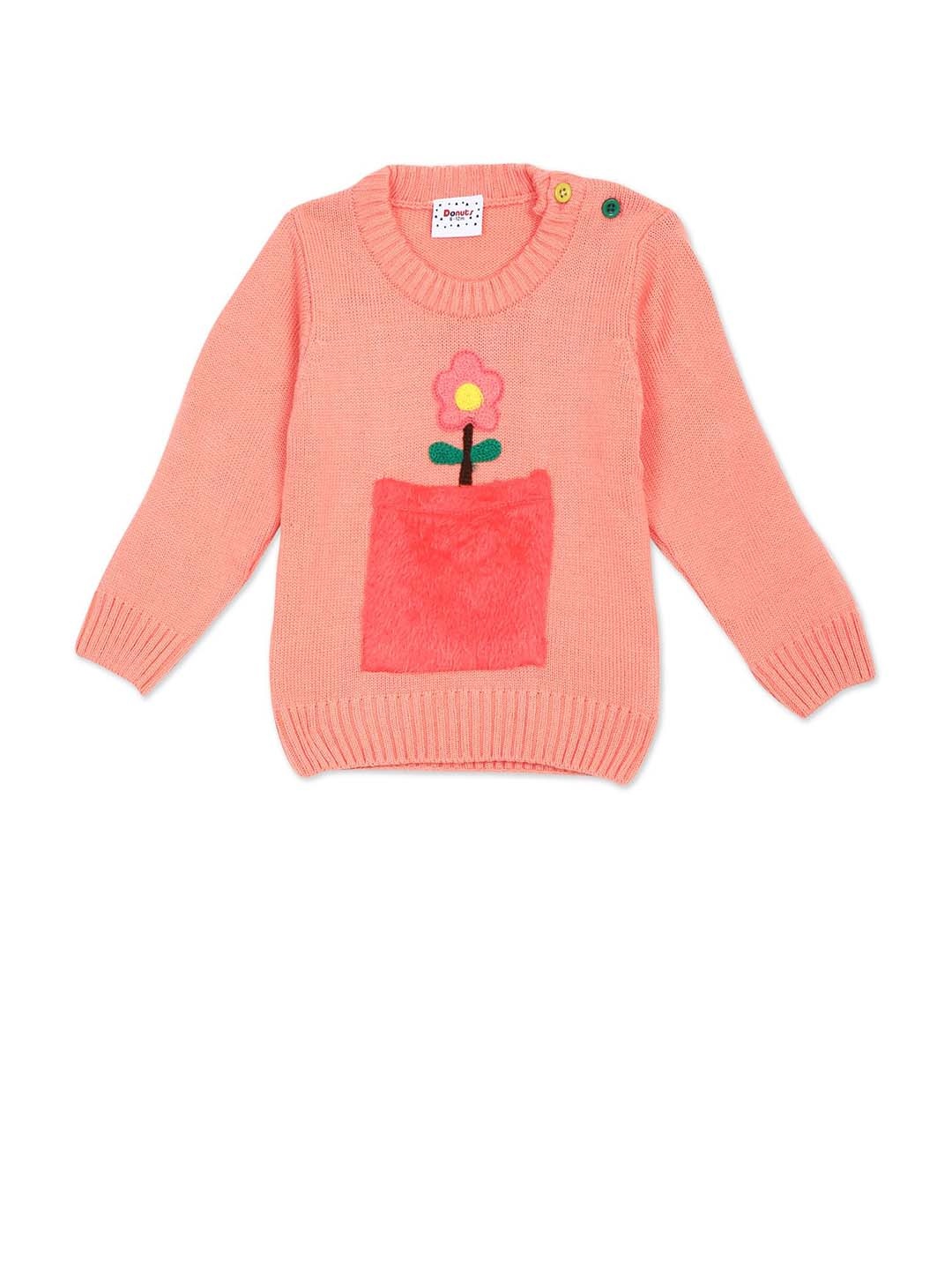 

Donuts Girls Floral Cotton Pullover, Pink