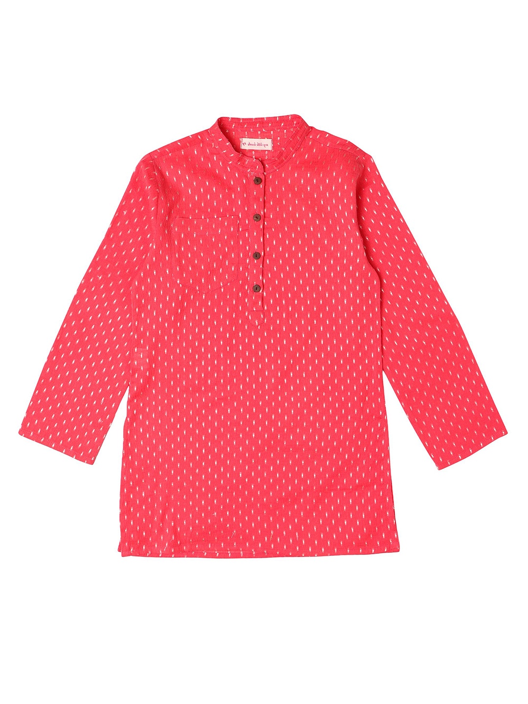 

My Little Lambs Boys Red Checked Cotton Jacquard Kurta