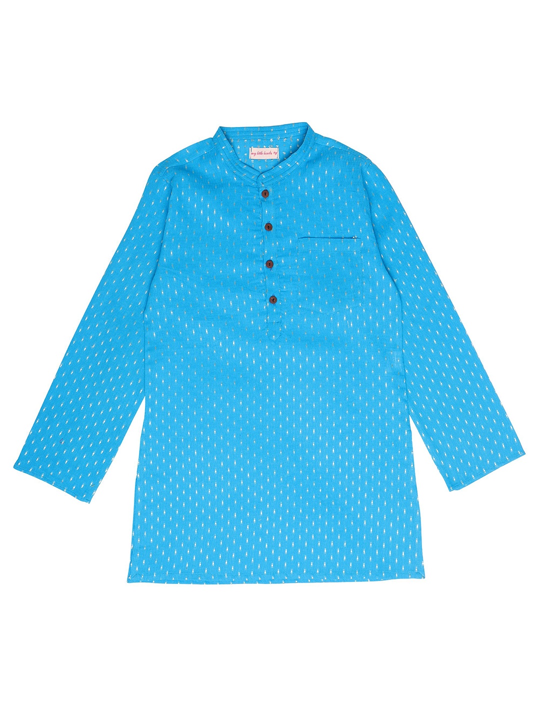 

My Little Lambs Boys Turquoise Blue Jacquard Cotton Kurta