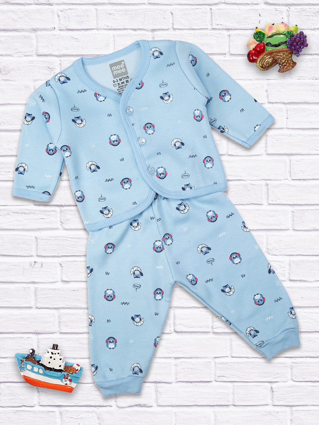 

MeeMee Unisex Kids Blue Printed Night suit
