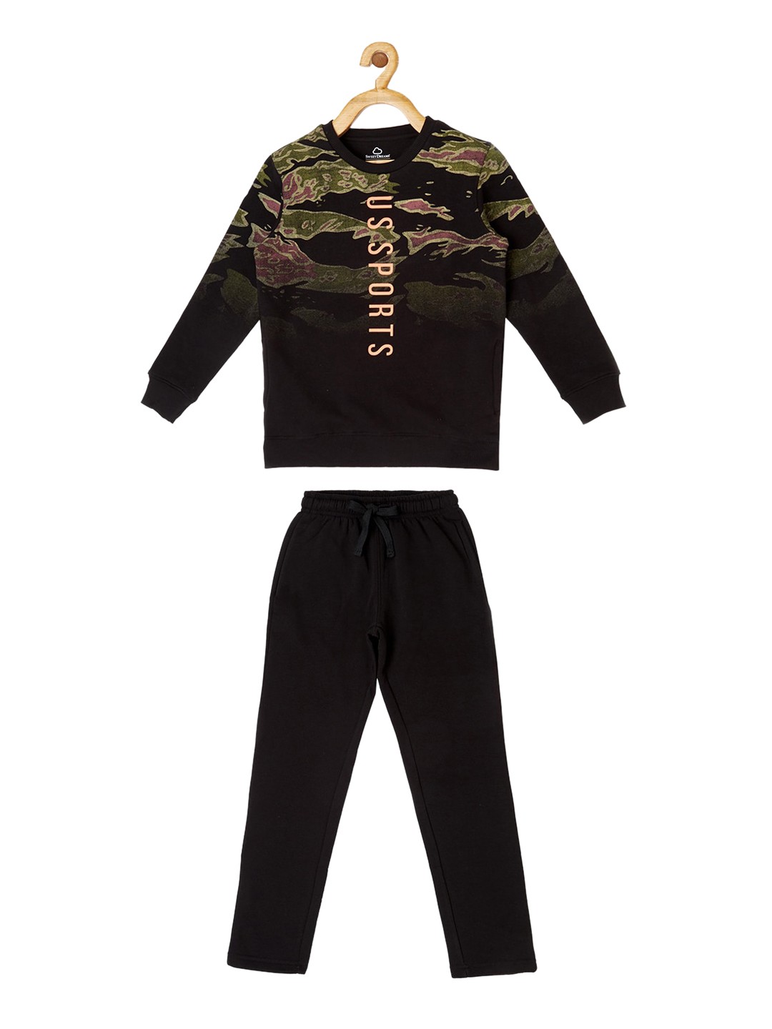 

Sweet Dreams Boys Black & Green Printed Track Suit