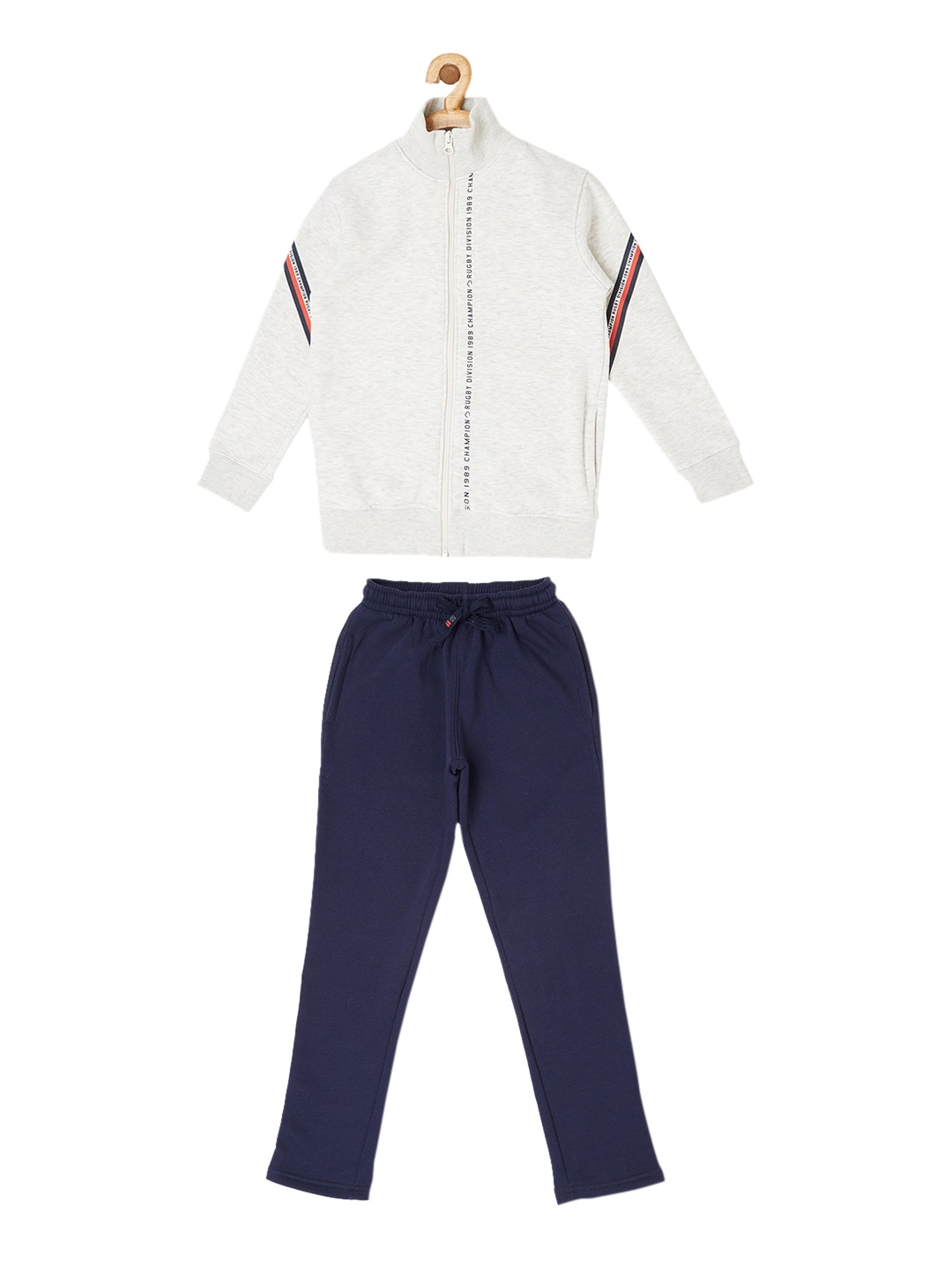 

Sweet Dreams Boys Off White & Navy Blue Solid Track Suit