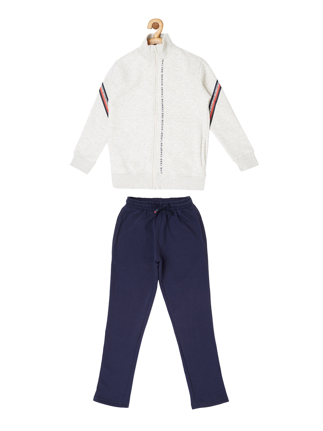 

Sweet Dreams Boys Off White & Navy Blue Solid Track Suit