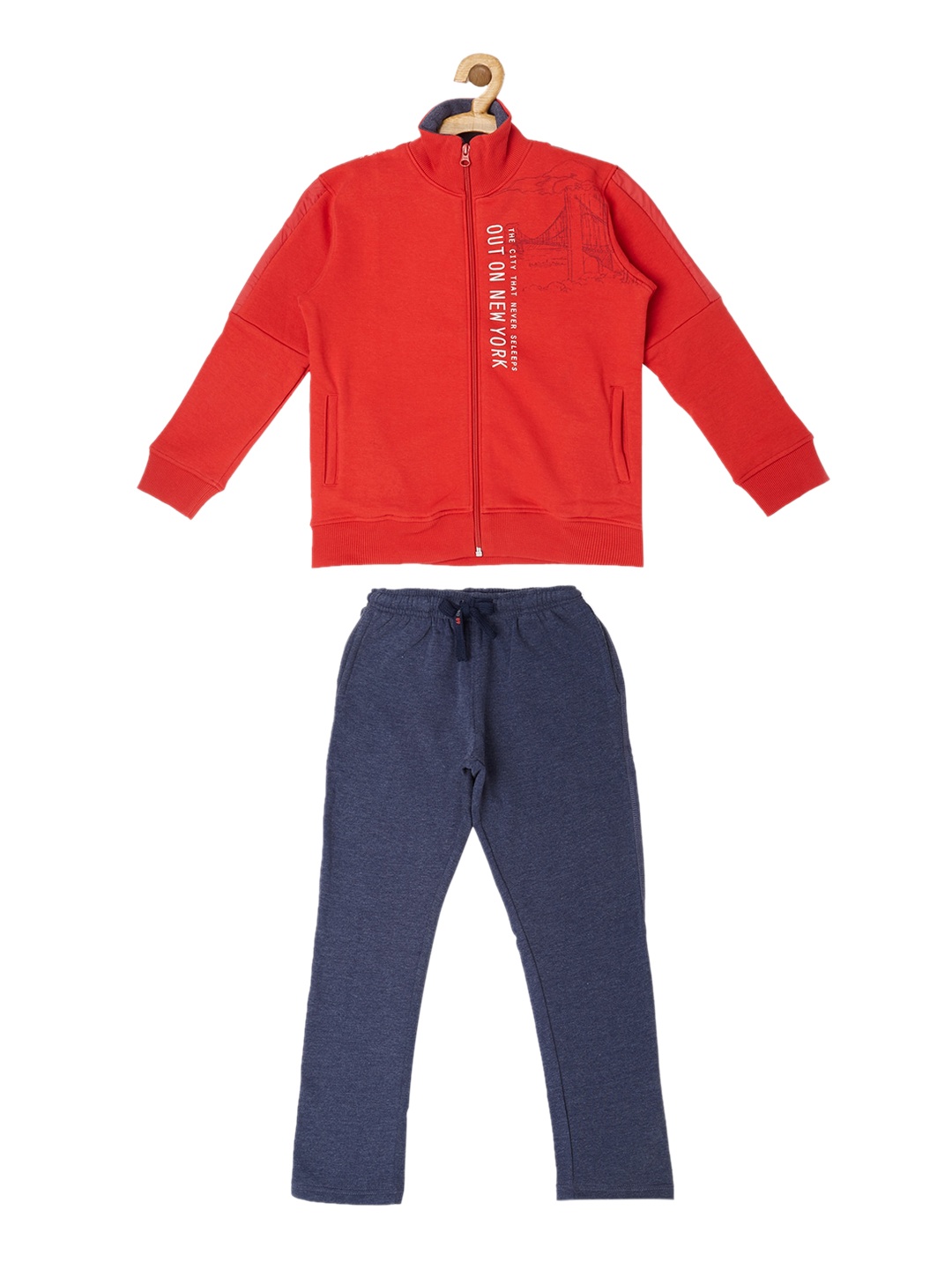 

Sweet Dreams Boys Red & Navy Blue Solid Track Suit