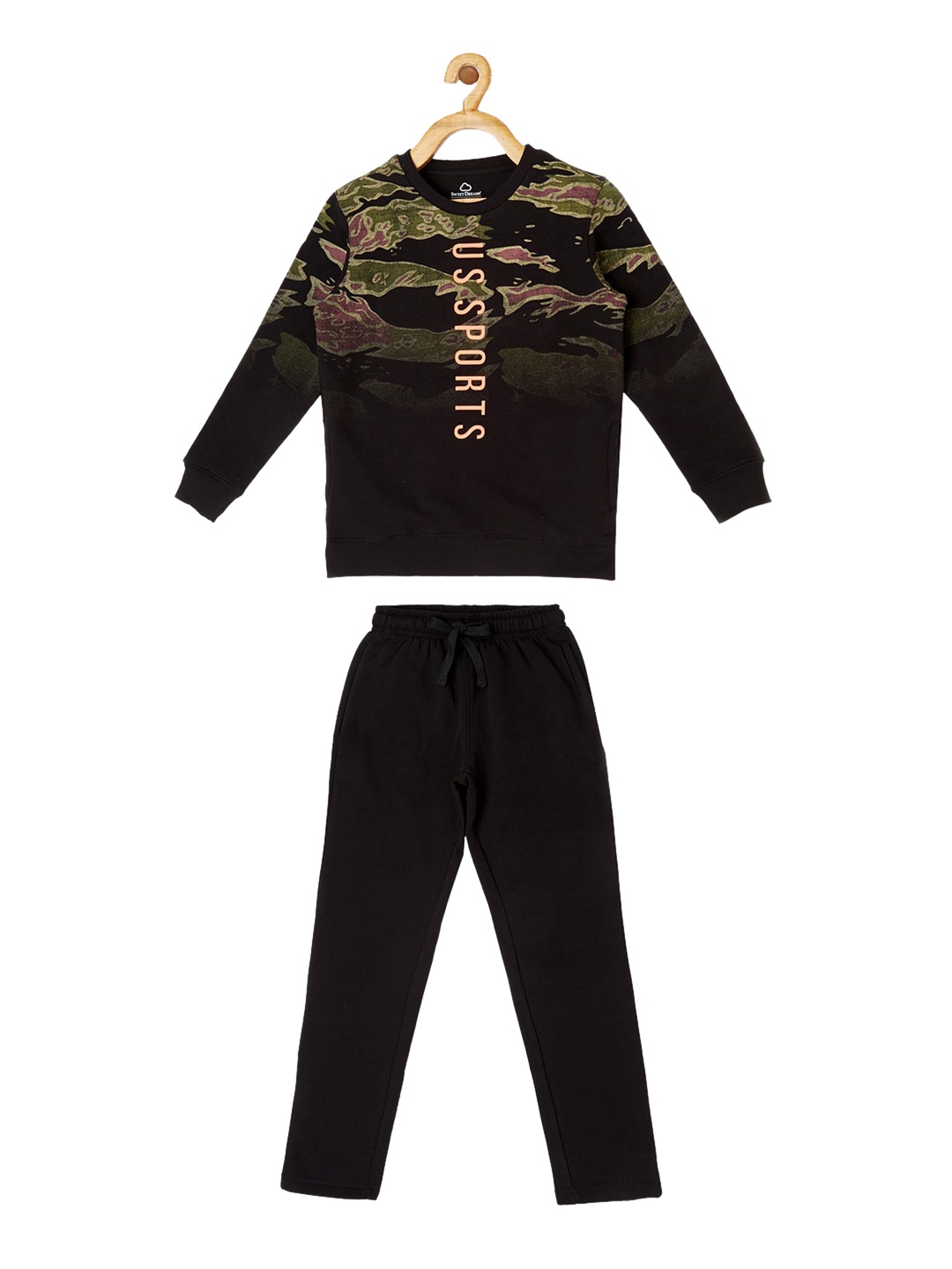 

Sweet Dreams Boys Black & Green Printed Track Suit