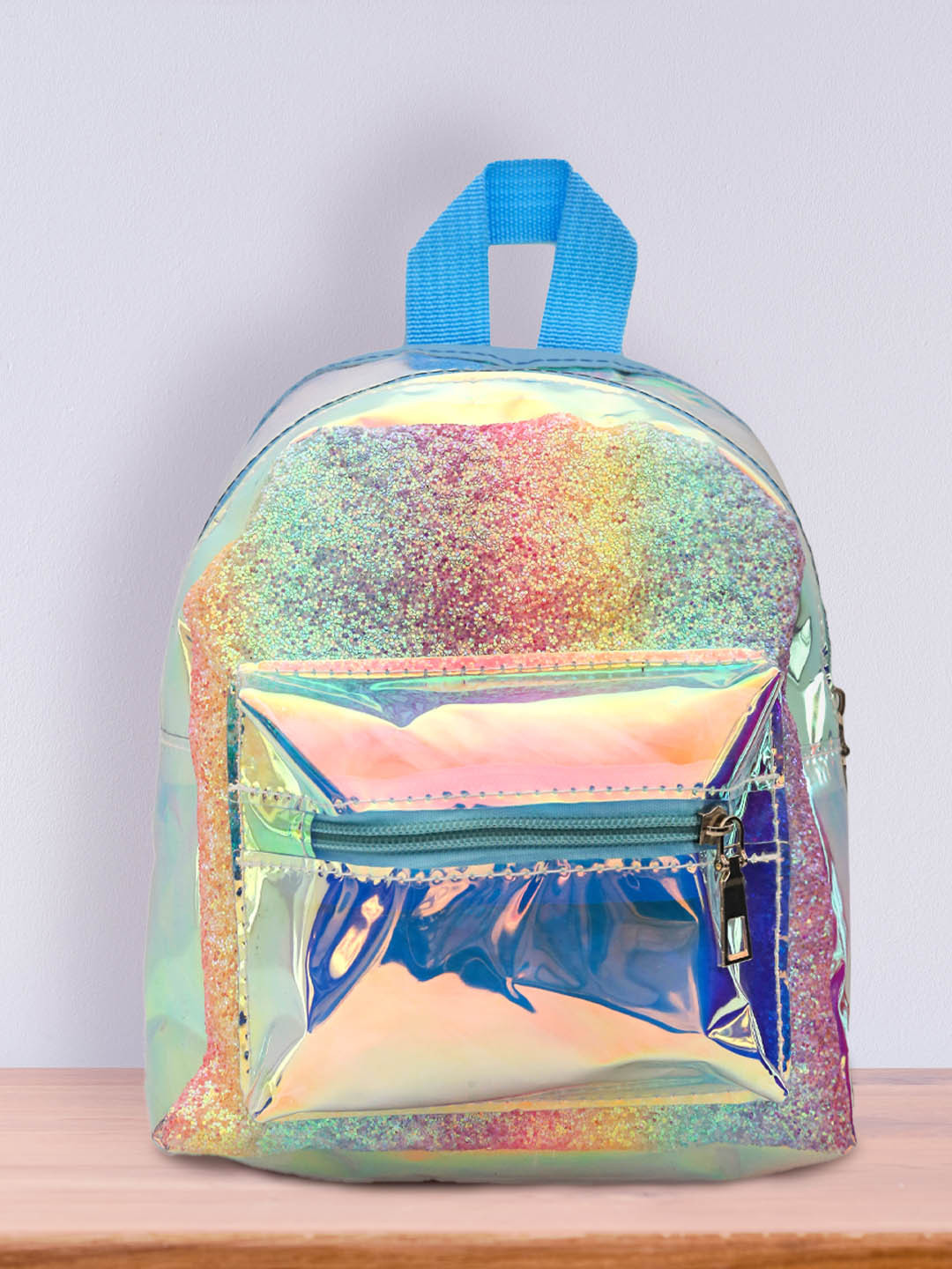 

POPLINS Kids Blue & Purple Holographic Sparkle Backpack