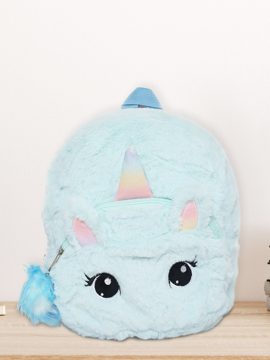 

POPLINS Kids Green Unicorn Fur Backpack