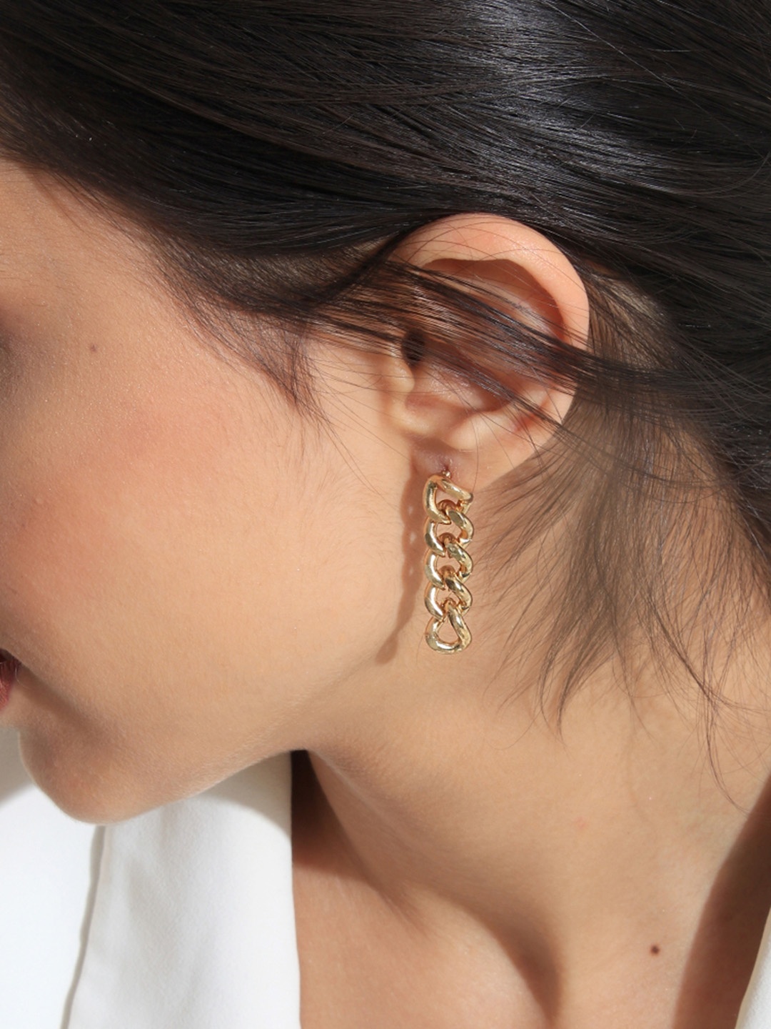 

ToniQ Gold-Plated Contemporary Drop Earrings