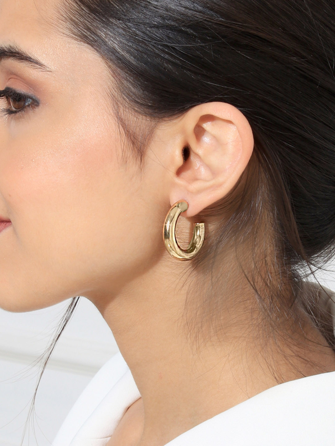 

ToniQ Gold-Plated Circular Half Hoop Earrings