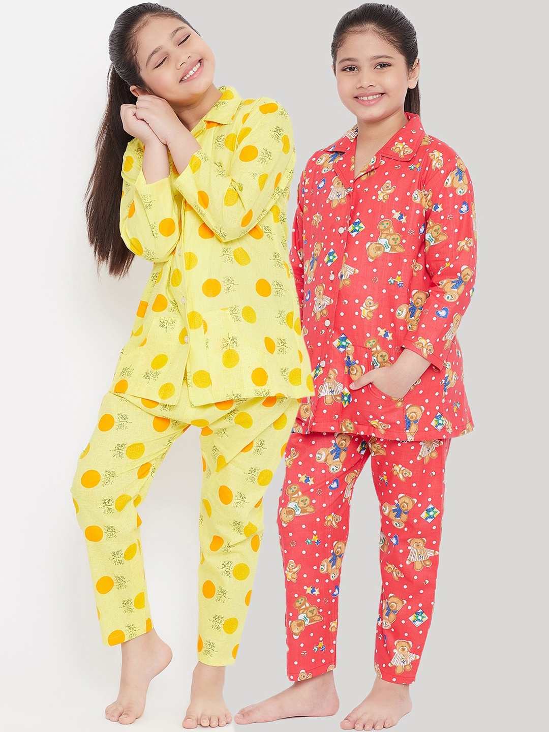 

KYDZI Girls Pack Of 2 Night Suits, Yellow