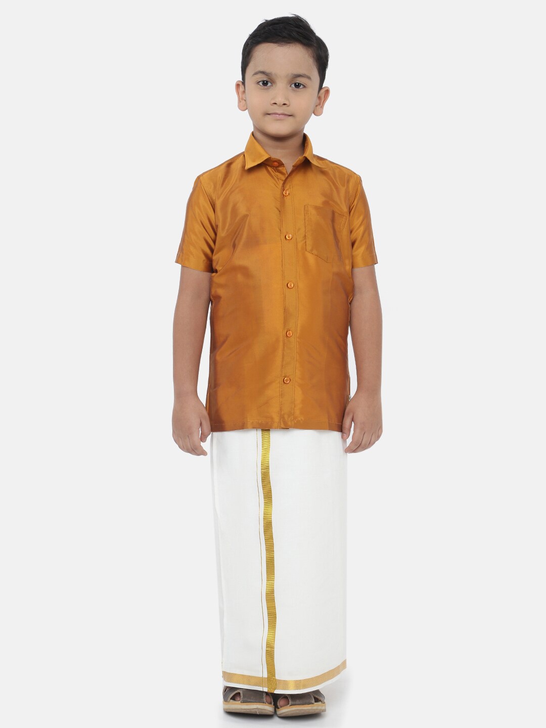 

LITTLESTARS Boys Mustard & White Shirt with Dhoti