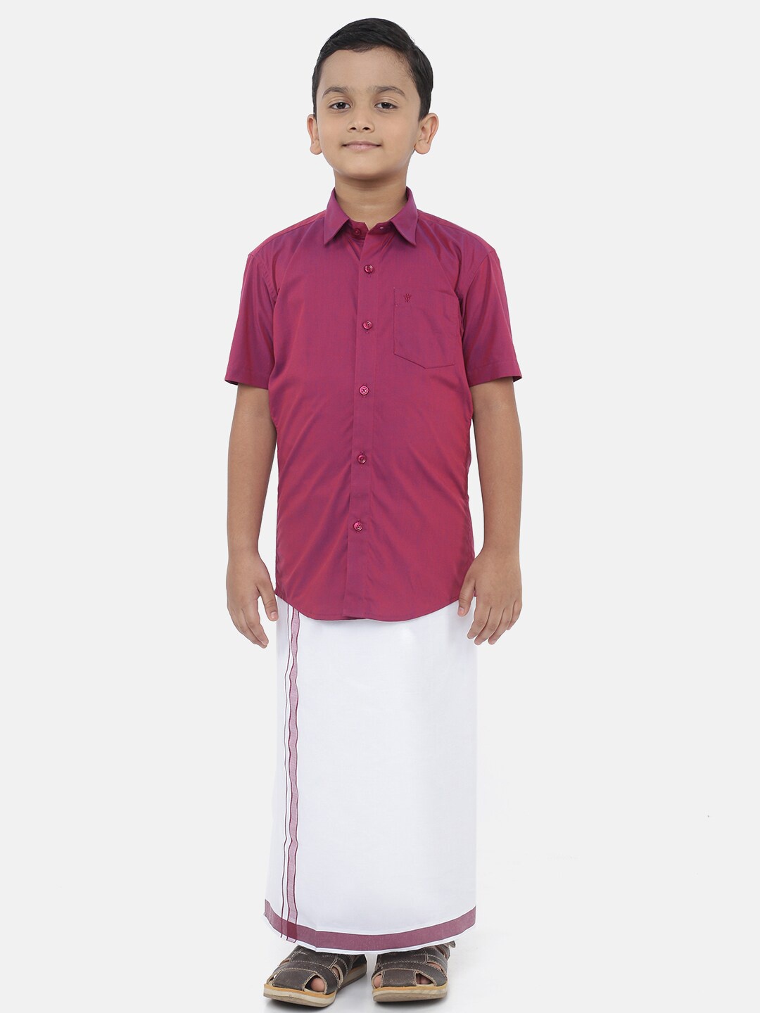 

LITTLESTARS Boys Purple & White Shirt with Dhoti