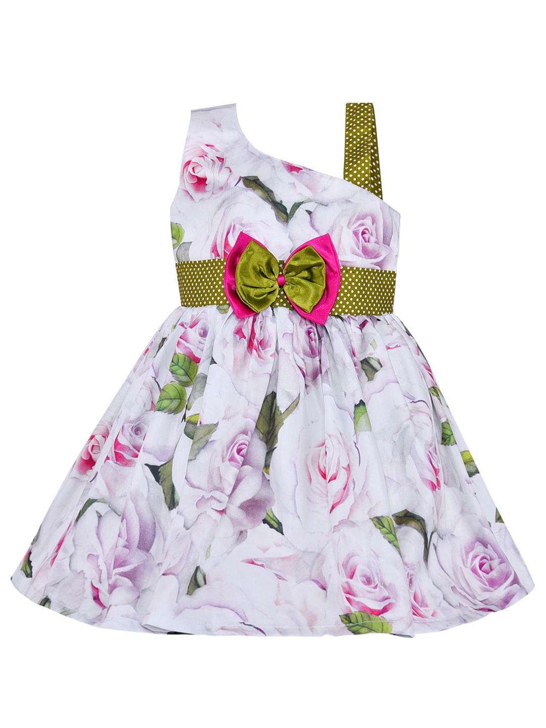 

Wish Karo Girls Off White & Green Floral A-Line Dress