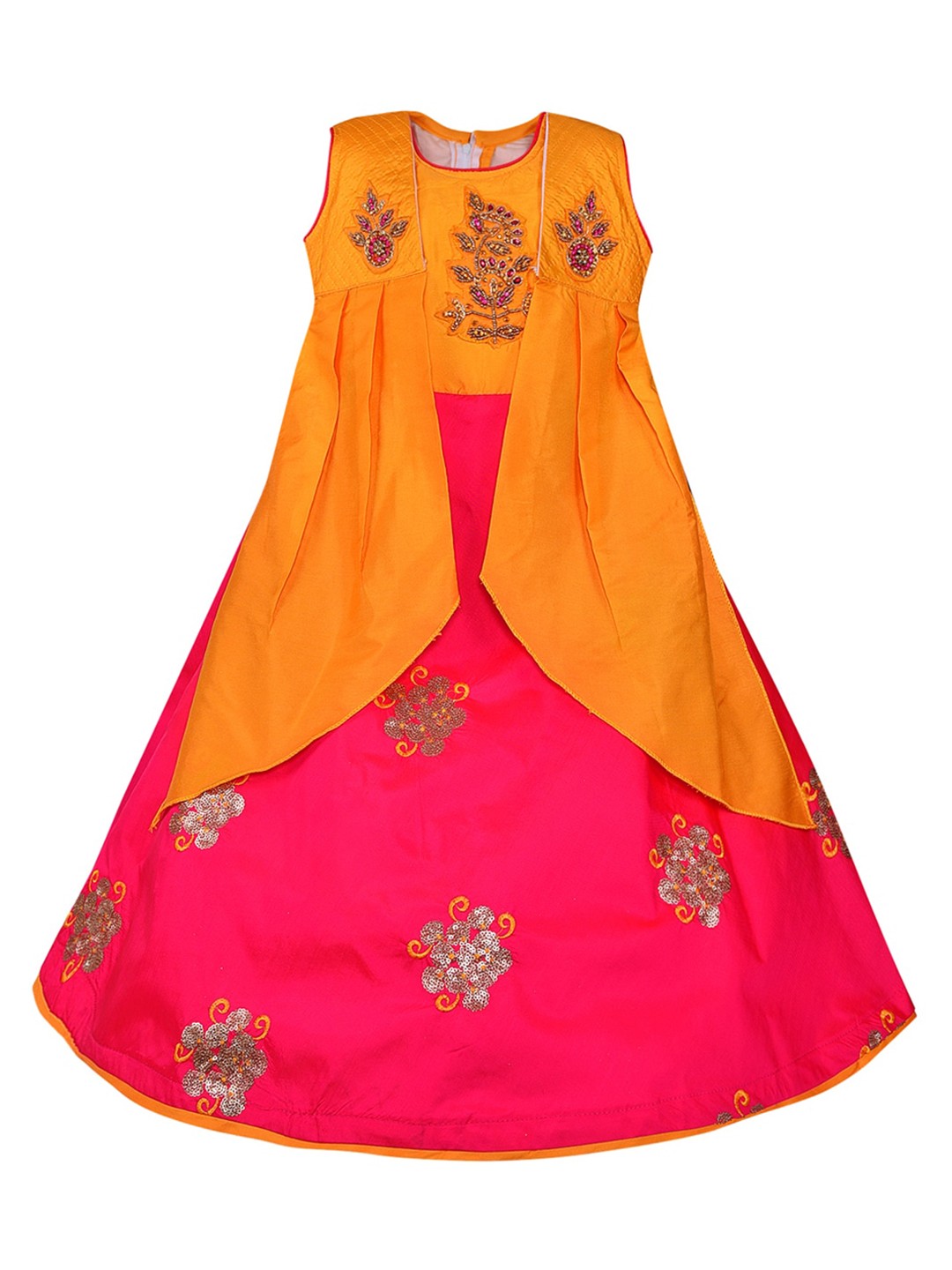 

Wish Karo Pink Ethnic Motifs Satin Maxi Dress