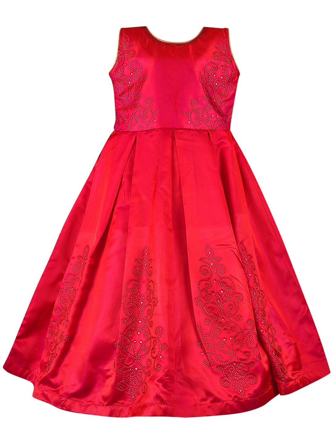 

Wish Karo Girls Pink & Gold-Toned Embellished Satin Dress