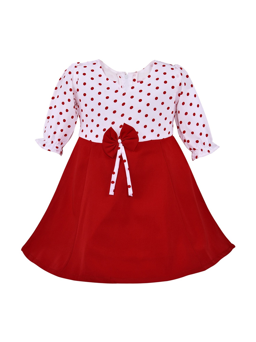 

Wish Karo Girls Red & White Printed Cotton Dress