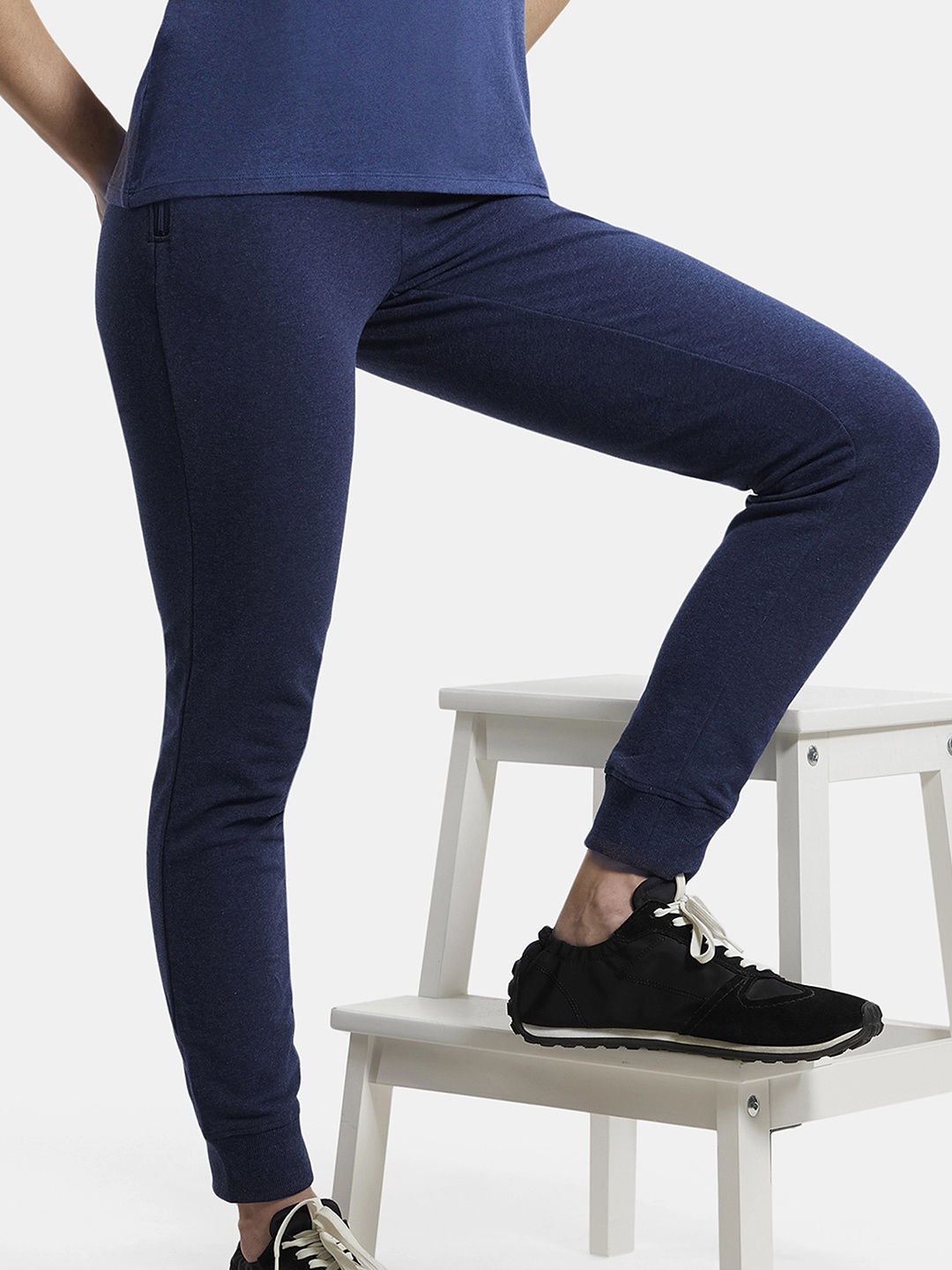 

Jockey Super Combed Cotton French Terry Slim Fit Joggers With Zipper Pockets-1323, Navy blue