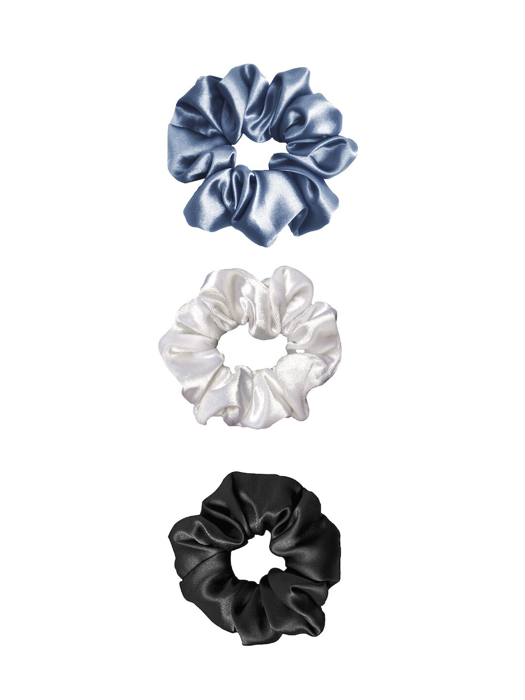 

GUBB Women Set Of 3 Solid Satin Soft Scrunchies, Steel