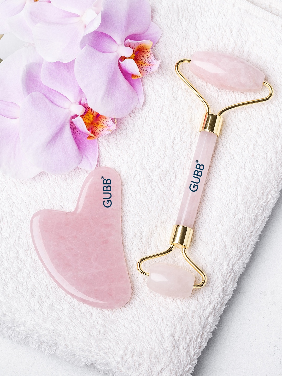 

GUBB Pink Rose Quartz Jade Facial Roller & Gua Sha
