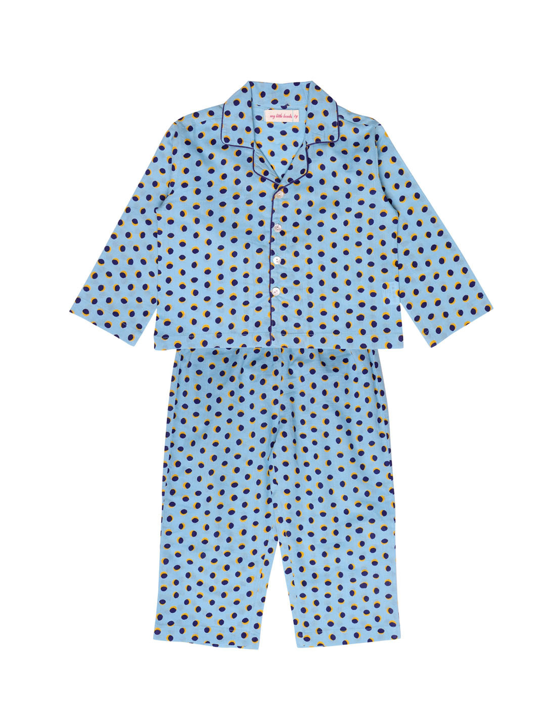 

My Little Lambs Kids Blue & Black Printed Pure Cotton Night suit
