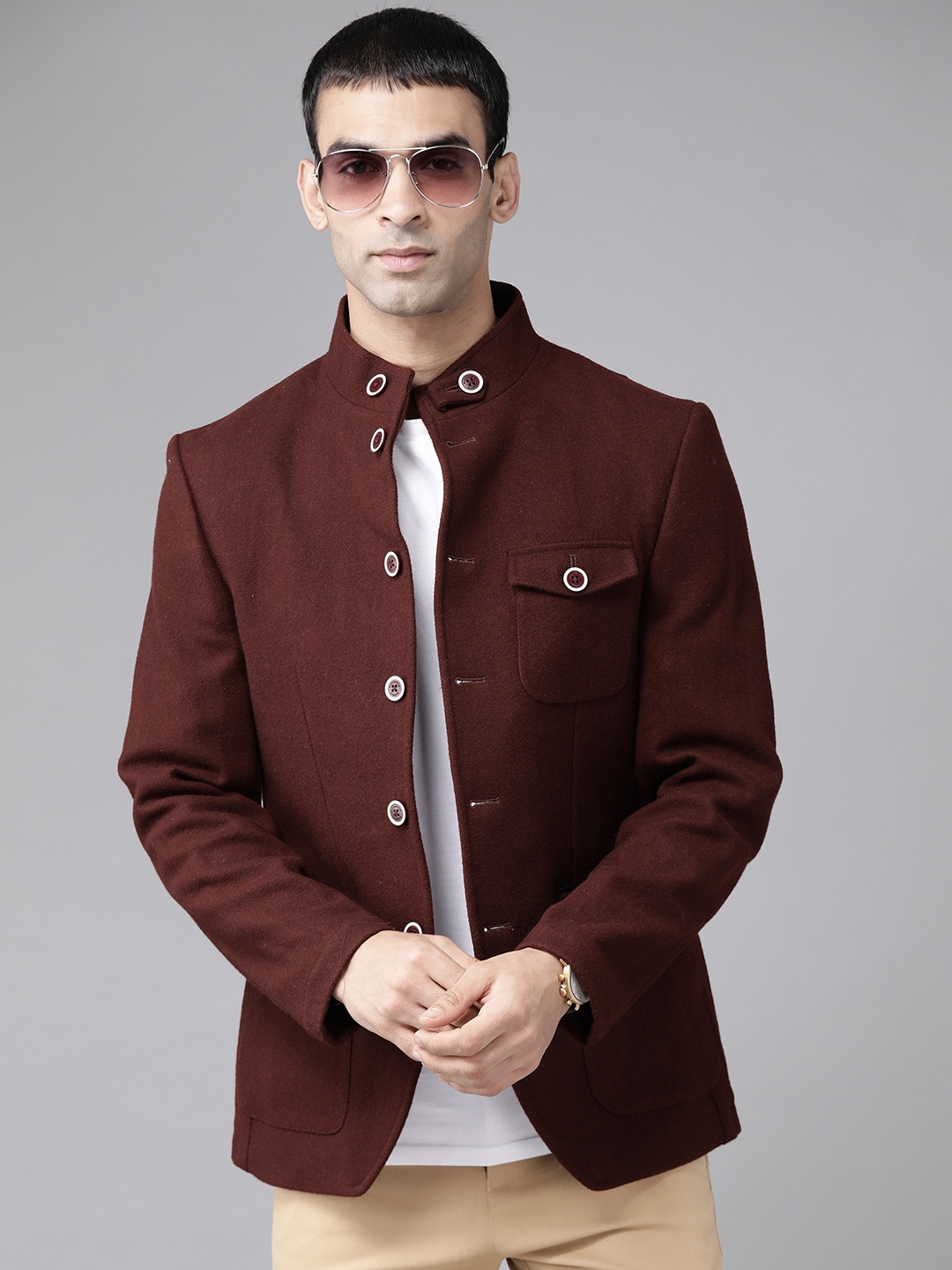 

Blackberrys Men Brown Solid Single-Breasted Slim Fit Casual Blazer