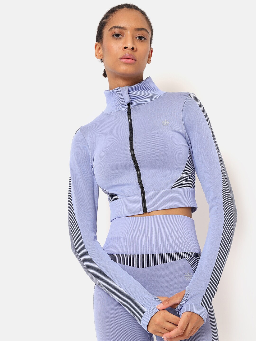 

Cultsport Blue & Black Colourblocked Fitted Top