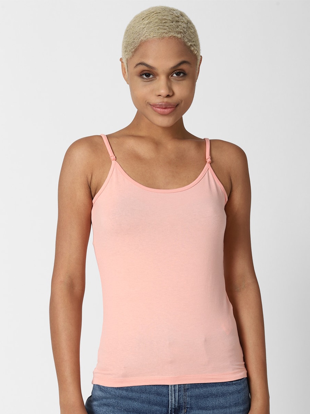 

FOREVER 21 Women Peach-Coloured Regular Camisole