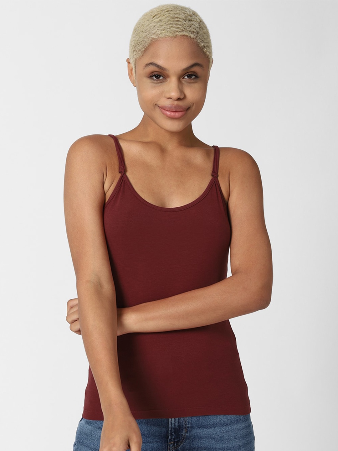 

FOREVER 21 Women Maroon Solid Camisole