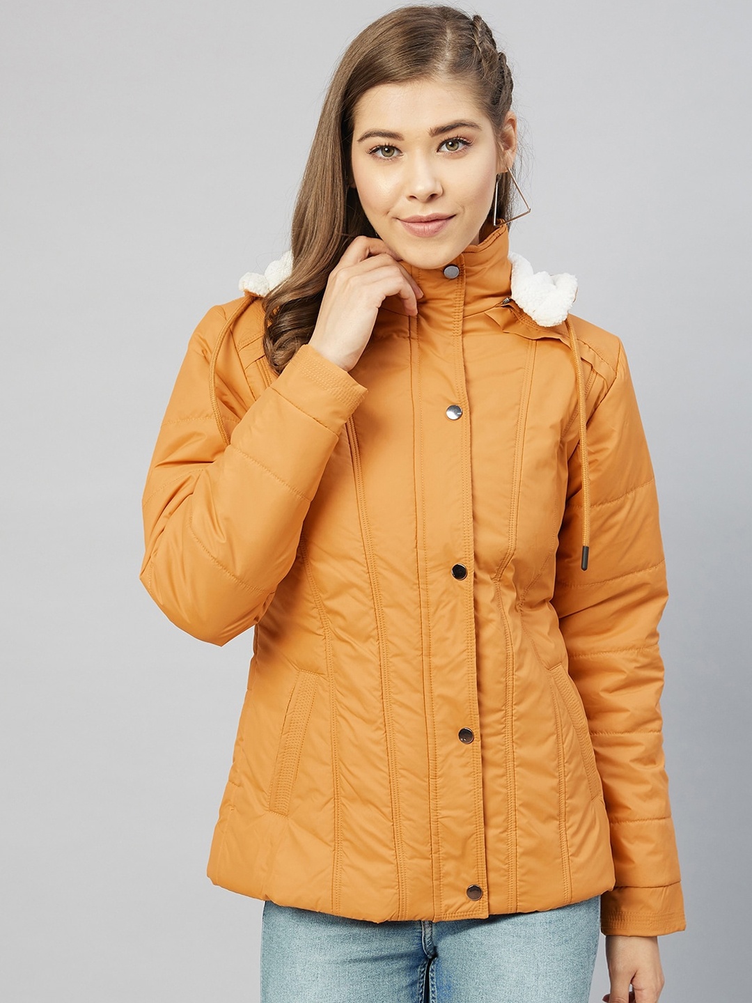 

Carlton London Women Mustard Lightweight Crop Parka Jacket