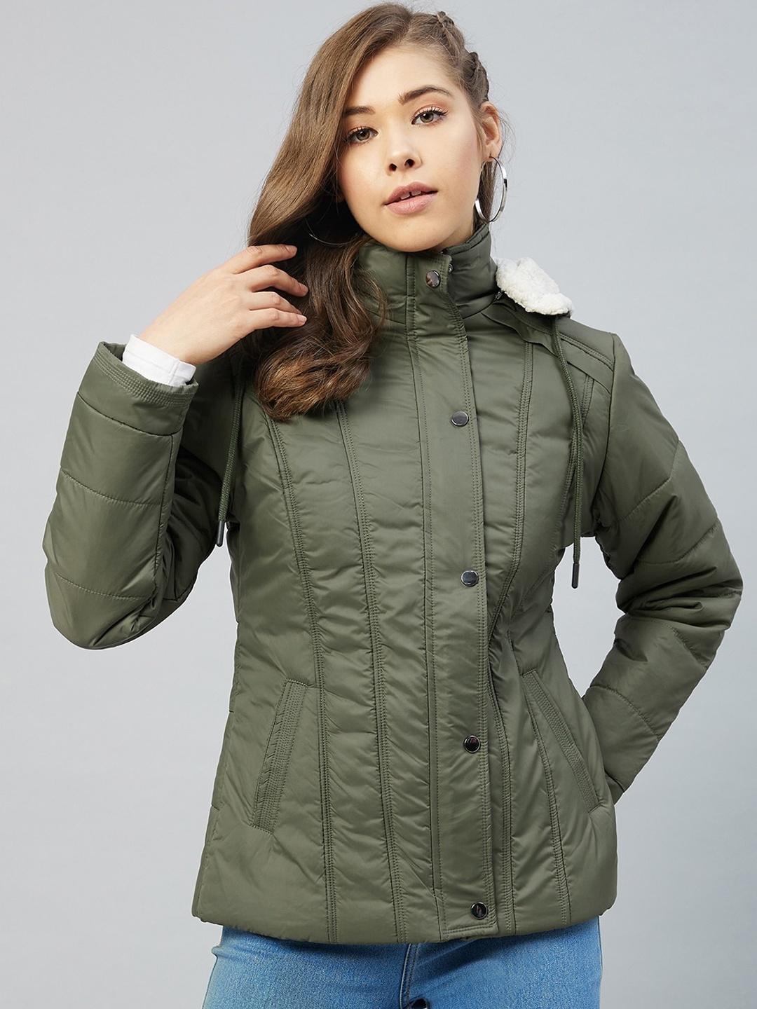 

Carlton London Women Green Lightweight Longline Padded Jacket