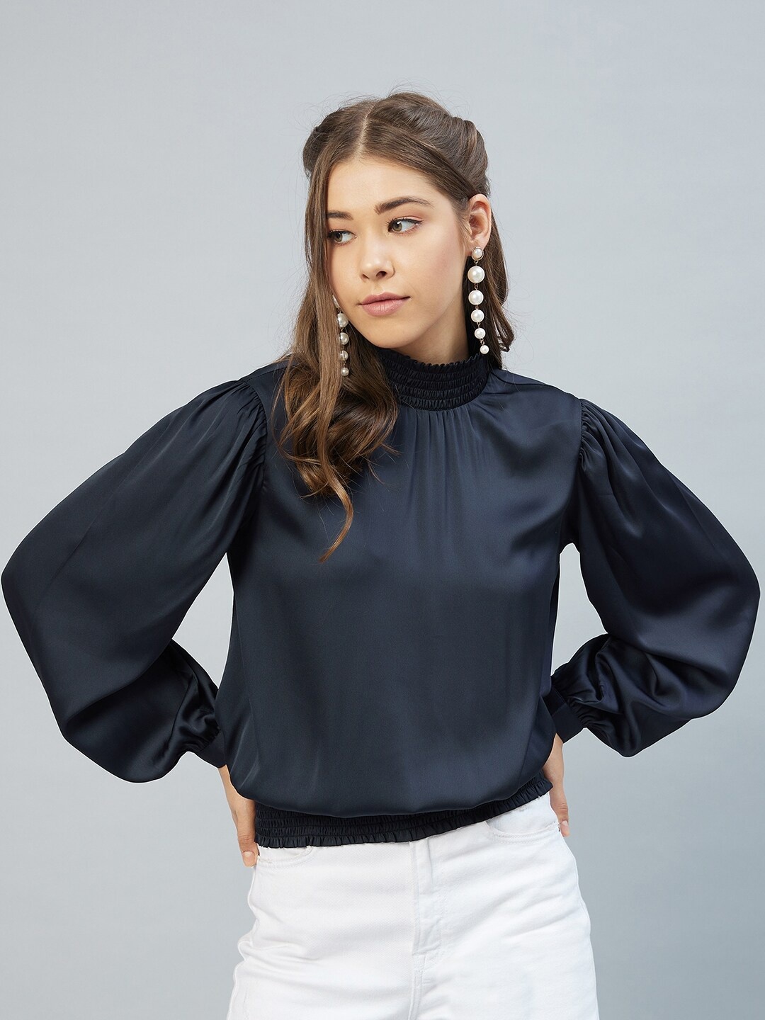

Carlton London Navy Blue Blouson Top