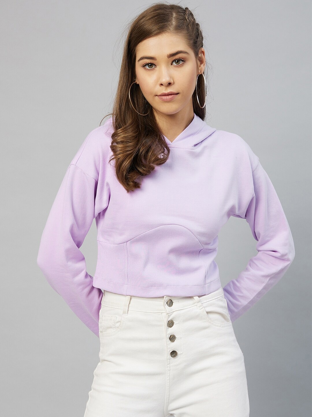 

Marie Claire Women Lavender Hooded Sweatshirt