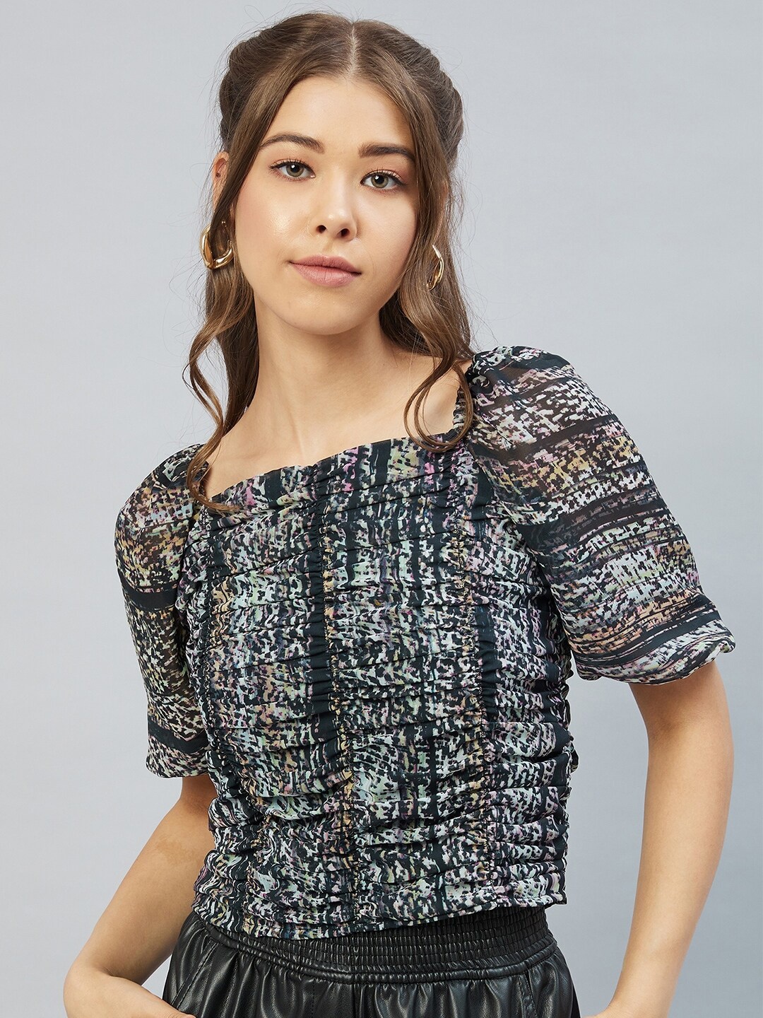 

RARE Women Multicoloured Printed Regular Crop Top, Multi