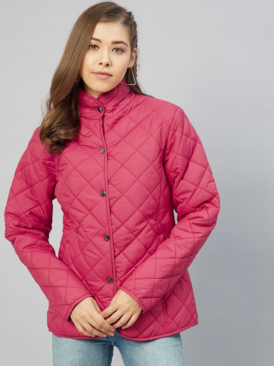 

RARE Women Maroon Floral Lightweight Longline Quilted Jacket