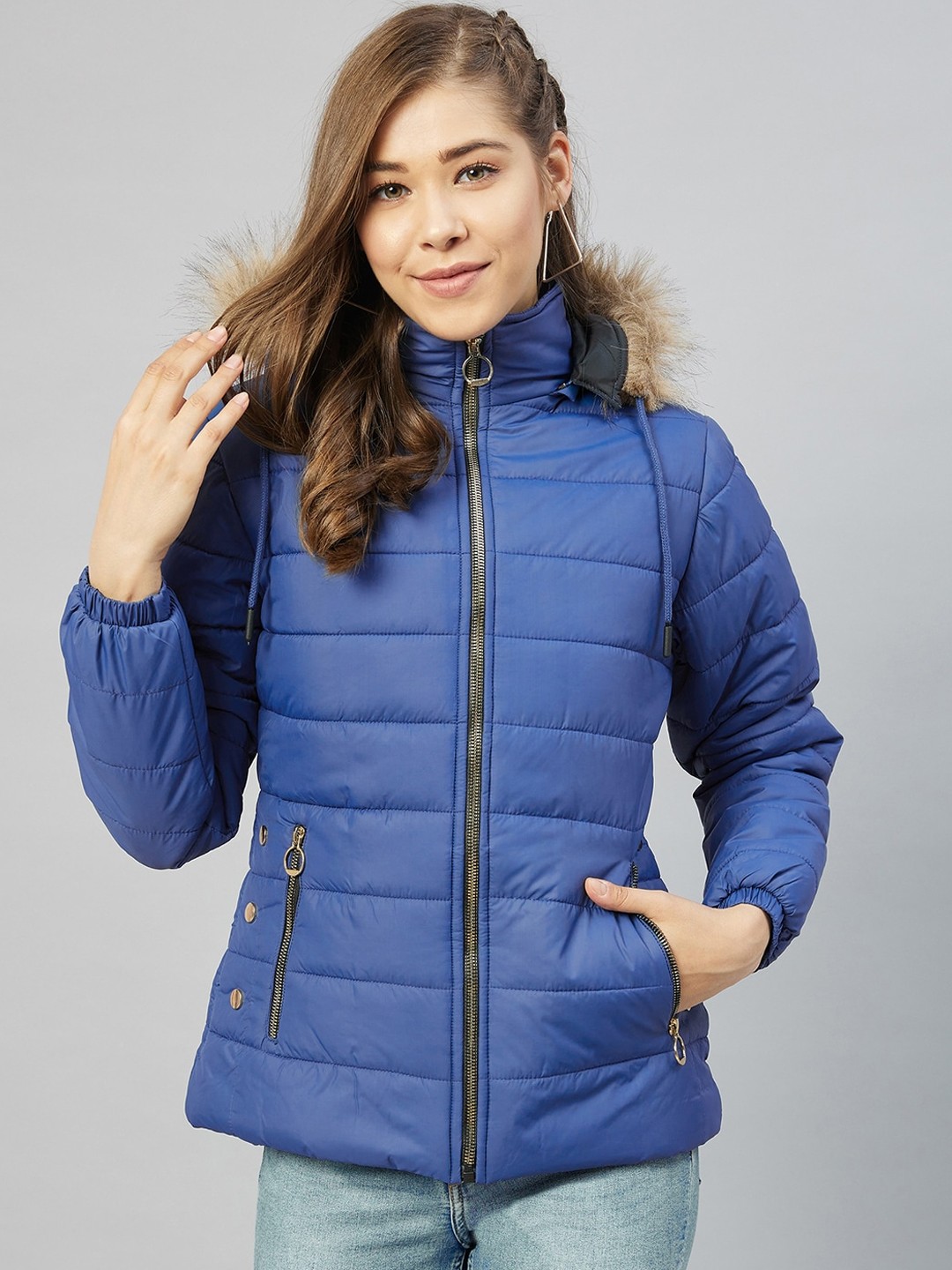 

RARE Women Blue Floral Lightweight Parka Jacket