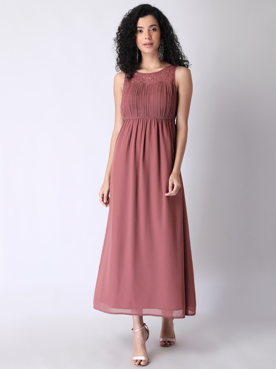 

FabAlley Mauve Embellished Maxi Dress