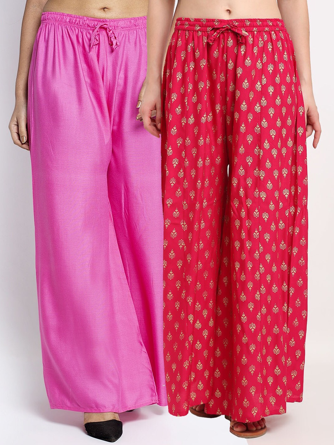 

GRACIT Women Pack Of 2 Flared Ethnic Palazzos, Pink
