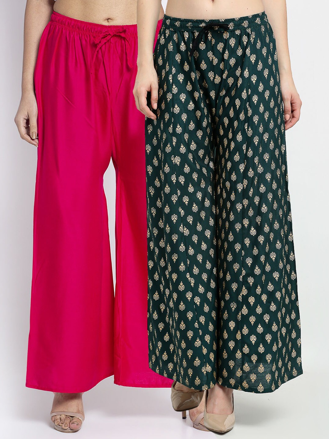 

GRACIT Women Pink & Green Printed Palazzos