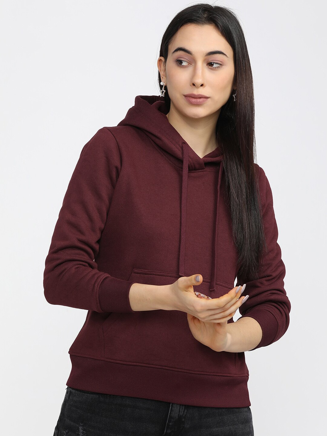 

Tokyo Talkies Women Red Hooded Sweatshirt