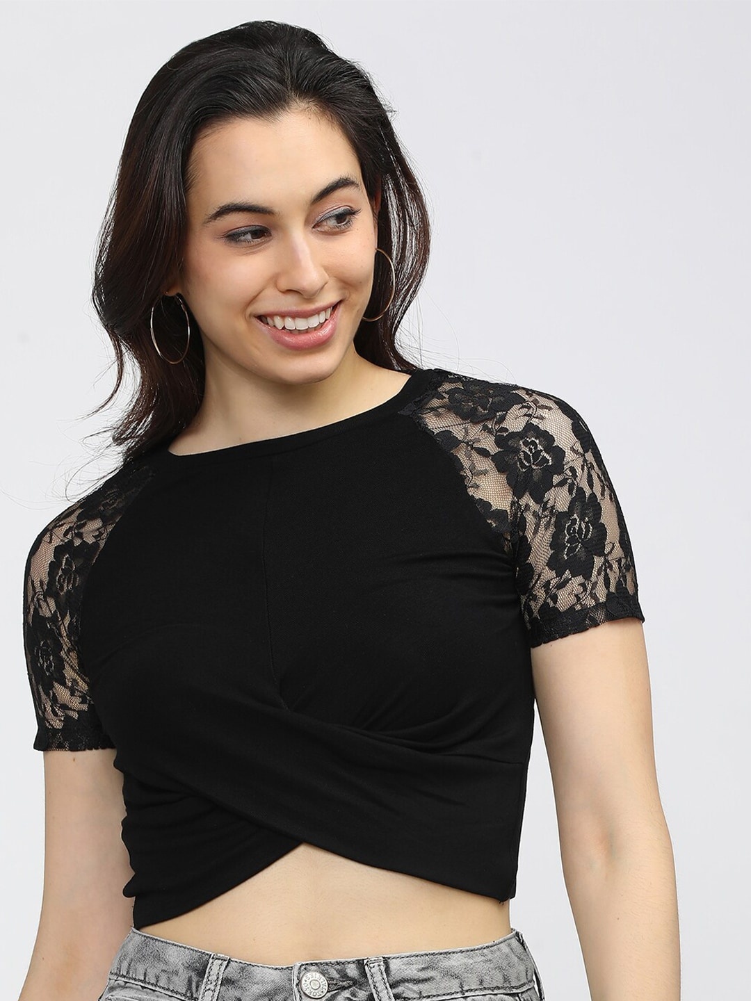 

Tokyo Talkies Black Fitted Crop Top