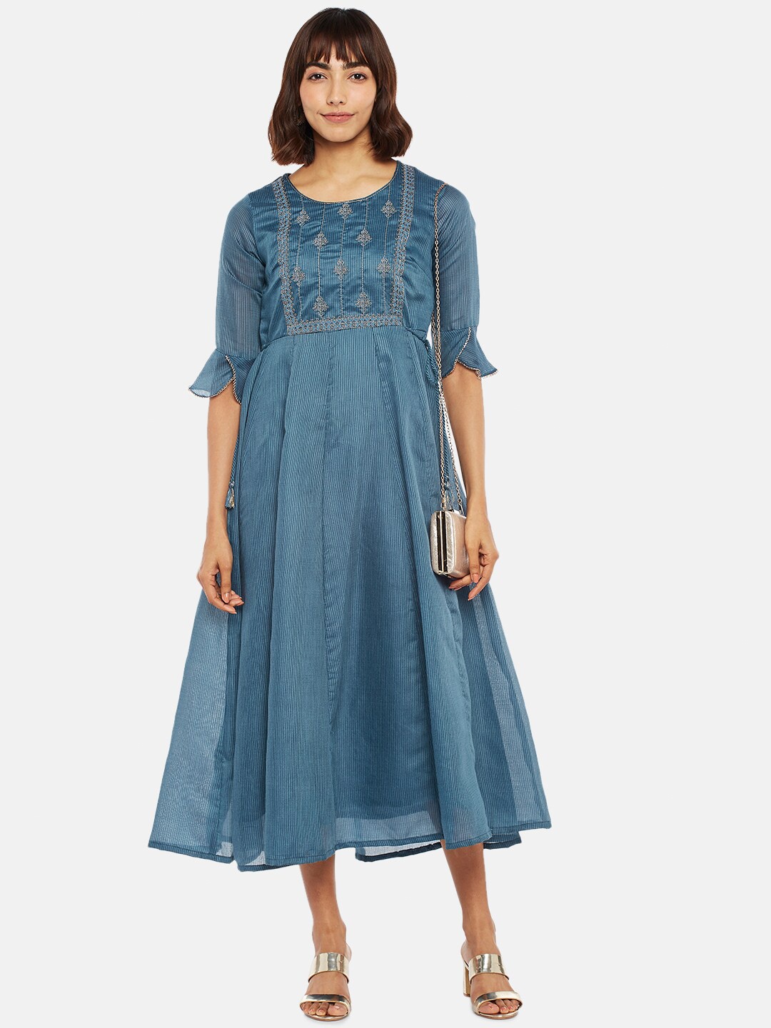 

RANGMANCH BY PANTALOONS Blue Midi Dress