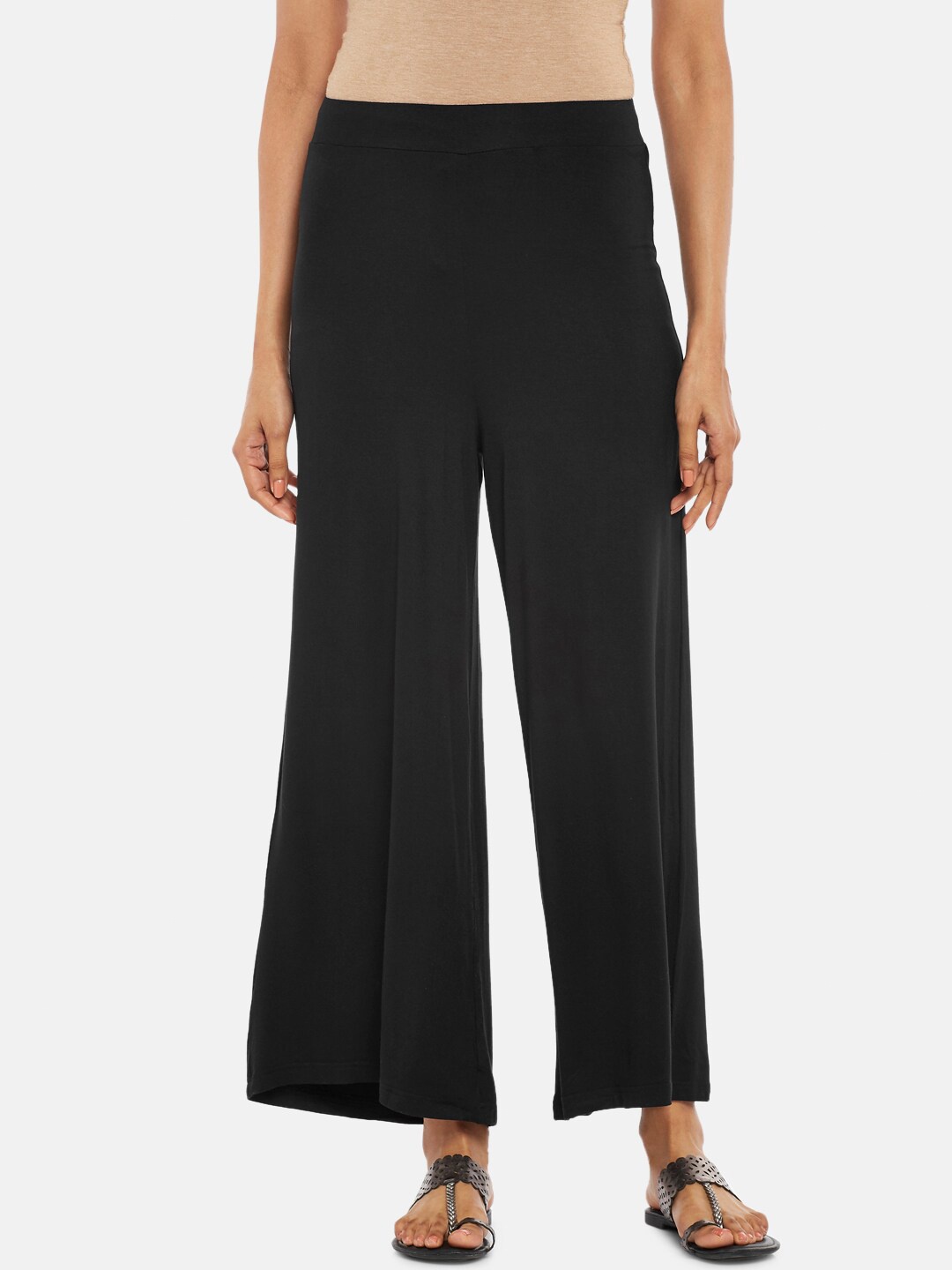 

RANGMANCH BY PANTALOONS Women Black Solid Palazzos