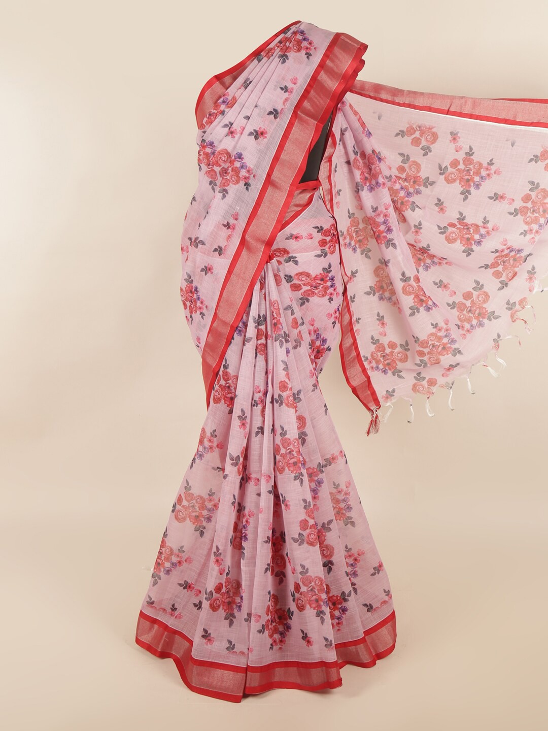 

Pothys Pink Floral Silk Cotton Saree