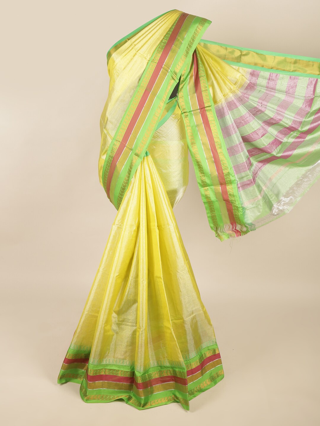 

Pothys Yellow & Pink Silk Cotton Saree