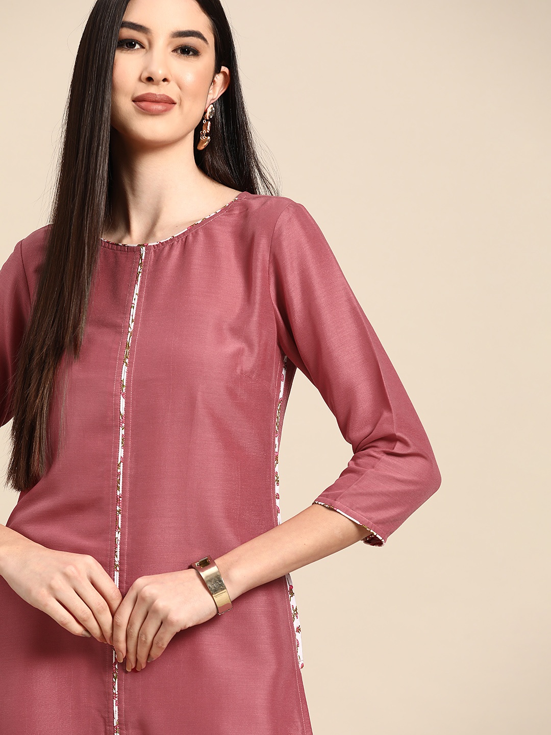 

Anouk Women Pink Solid Kurta