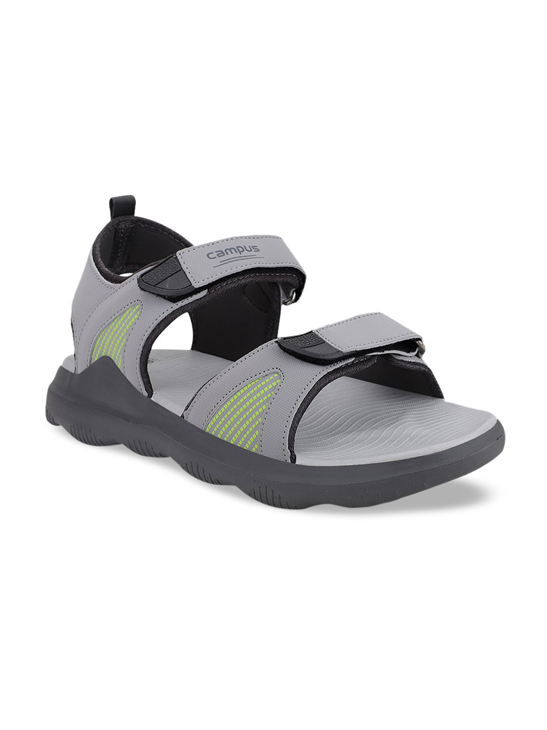 

Campus Men Grey Solid Sports Sandals