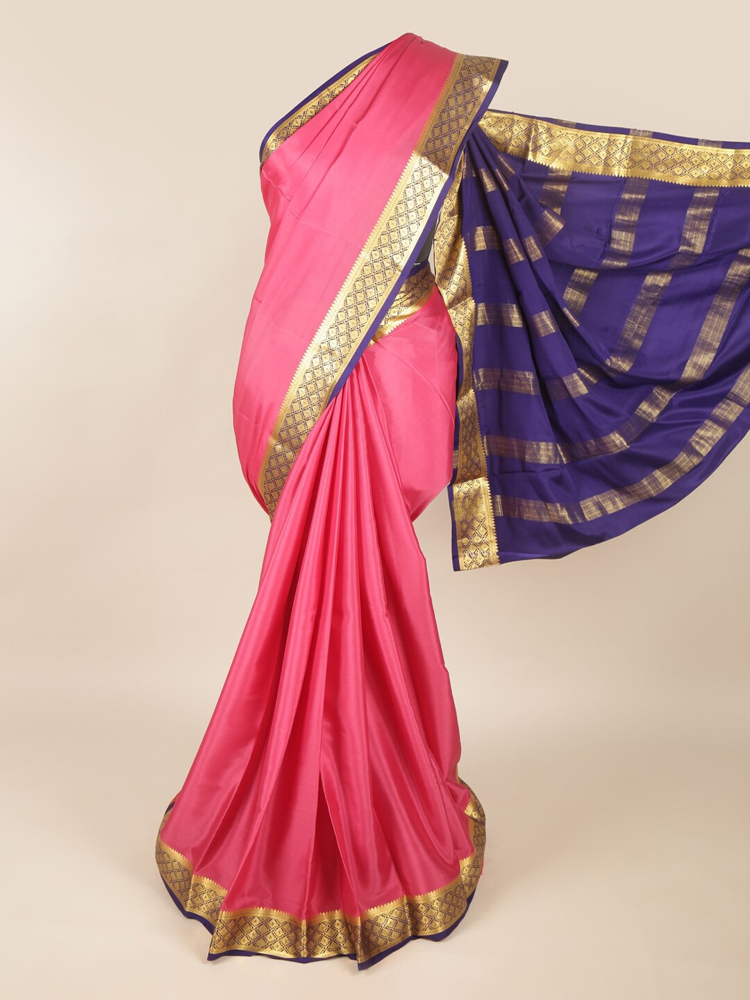 

Pothys Pink & Blue Art Silk Saree