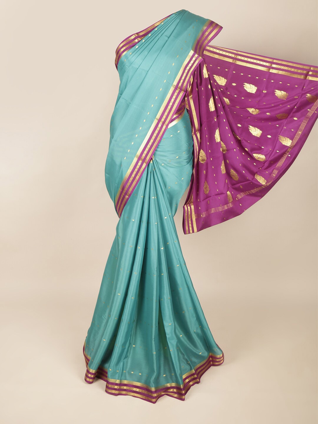 

Pothys Blue & Purple Woven Design Art Silk Saree