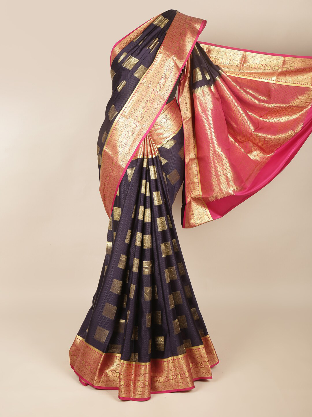 

Pothys Blue & Pink Ethnic Motifs Zari Art Silk Saree