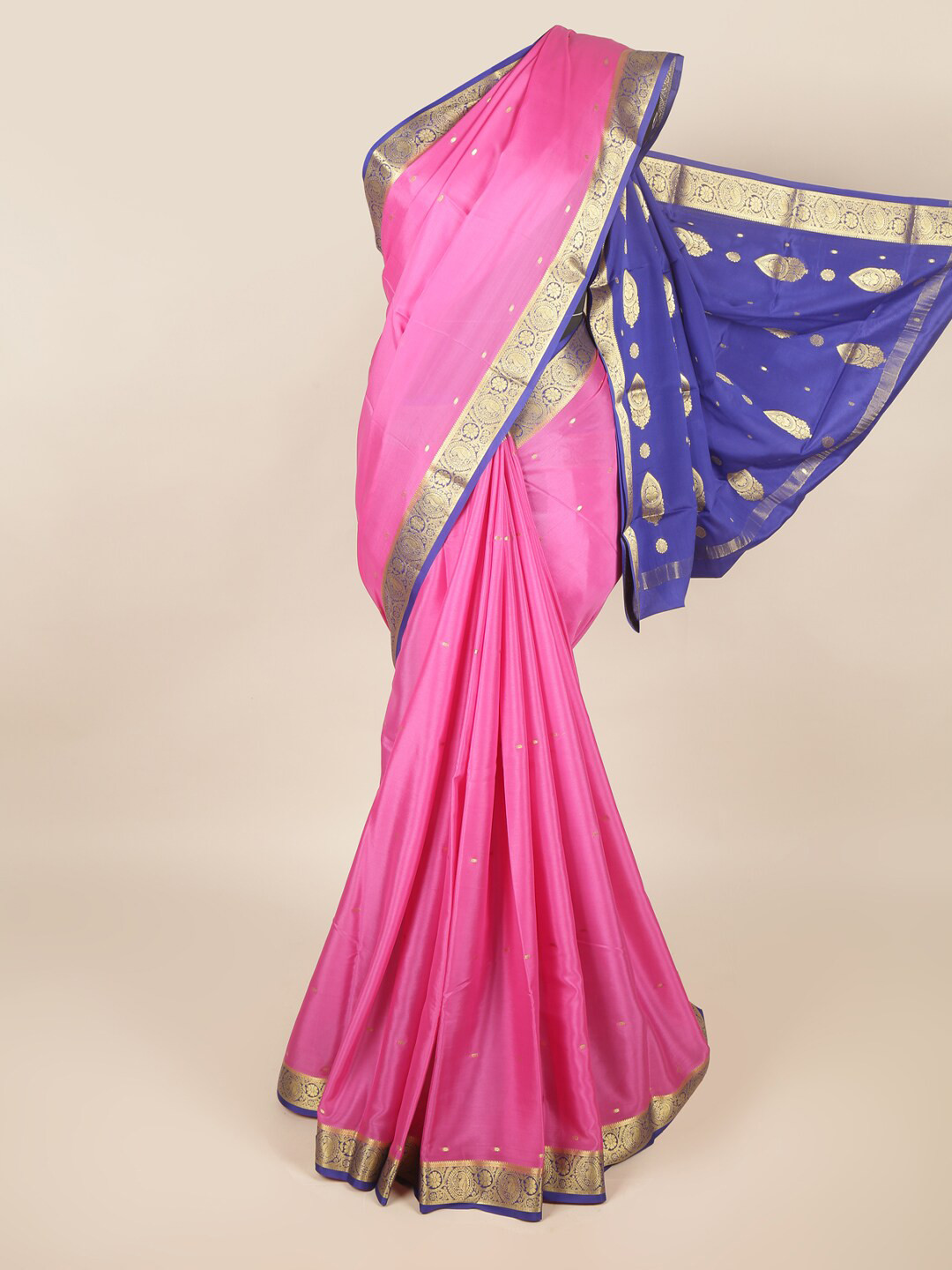 

Pothys Pink & Gold-Toned Woven Design Zari Art Silk Saree